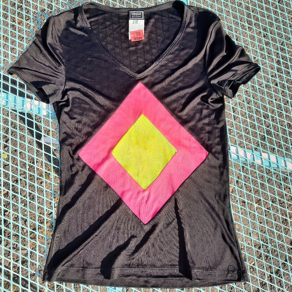 2000s Versus by Versace Black Graphic Designer Tee